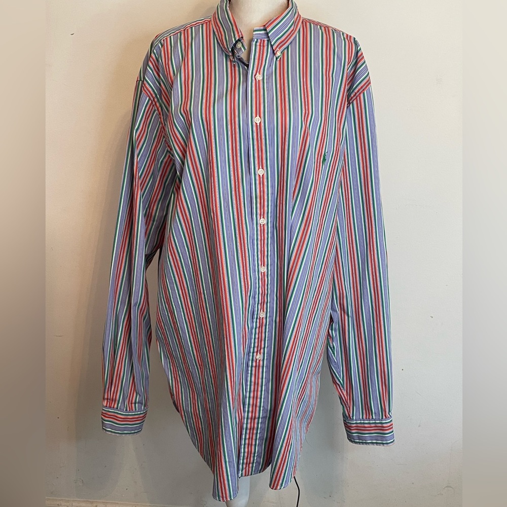 Ralph Lauren Classic Fit Ling Sleeve Men’s Button Up Shirt. Southwestern Stripe.